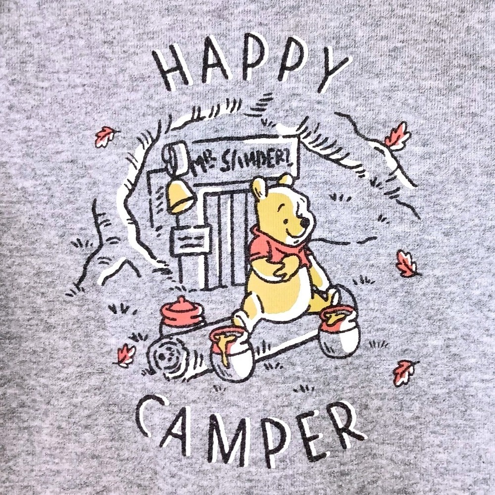 Winnie the Pooh Fall Autumn Happy Camper Bodysuit 18M Gray Disney Jumping Beans